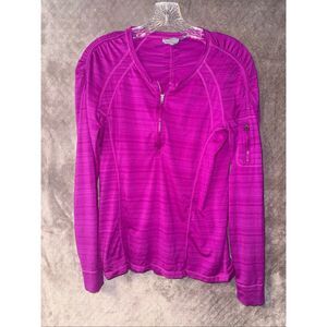 Athleta Womens Pullover Top Fuschia Pacifica UPF Athletic #581610 LG #764